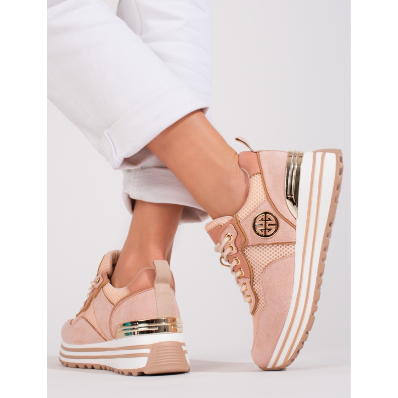 W. Potocki Naisten nauhalliset tennarit Potocki puuteria vaaleanpunainen 2