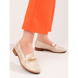 Klassiset naisten mokasiinit Shelovet kultaa beige 2