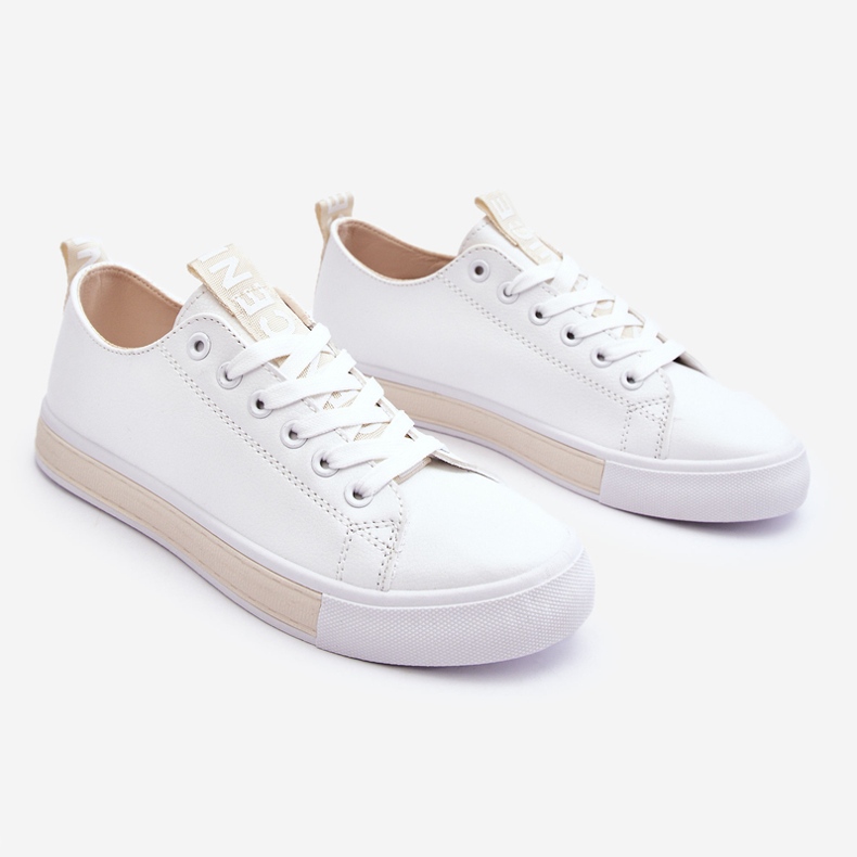 Klassiset naisten tennarit, valkoinen ja beige 1