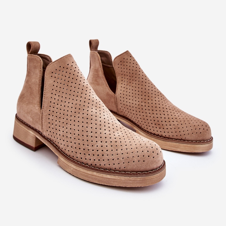 PS1 Angie Suede Openwork tasakorkoiset saappaat Tumma beige 1