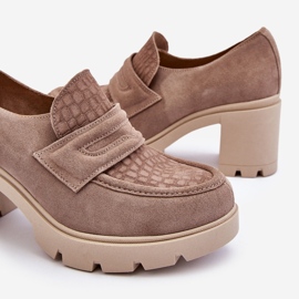 Lemar Arabell Suede paksu kantapää ja alustakengät tumma beige 1