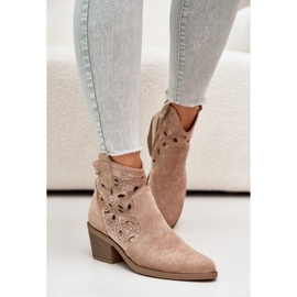 S.Barski Naisten mokkanahka avoimet cowboysaappaat beige Daxon 2