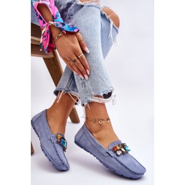 Naisten mokkanahkaiset loaferit, joissa on kristalleja, sininen Lucille 5