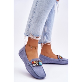 Naisten mokkanahkaiset loaferit, joissa on kristalleja, sininen Lucille 2