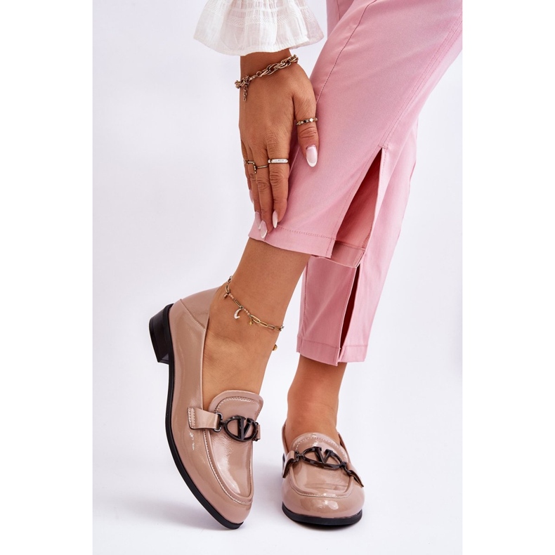 Vinceza Patenttibeige Marra Flat Heel Loafers 1