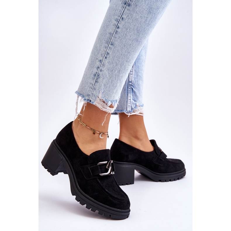 Vinceza Suede Chunky High Heels Black Finley musta 2