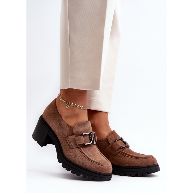 Vinceza Suede Chunky High Heels Brown Finley ruskea 1