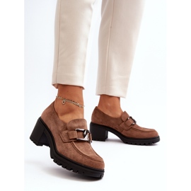 Vinceza Suede Chunky High Heels Brown Finley ruskea 2