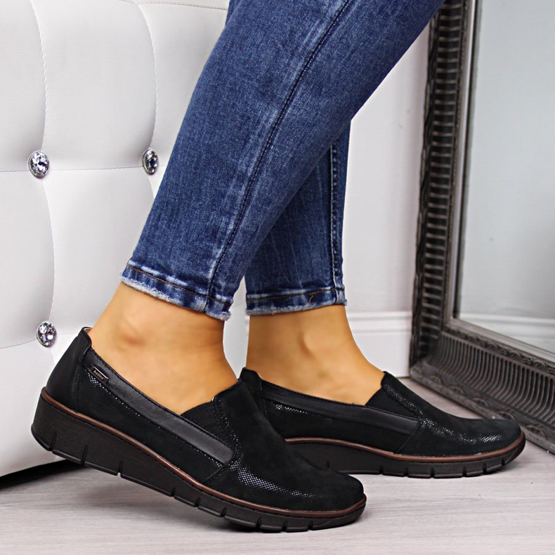 Nahkaiset naisten kengät, mustat Helios 350 2