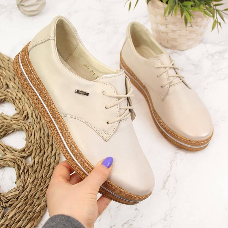 Naisten helmiäisbeiget nahkakengät Helios 380 2