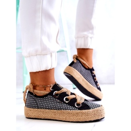 Naisten punotut tennarit Big Star JJ274393 musta beige 4