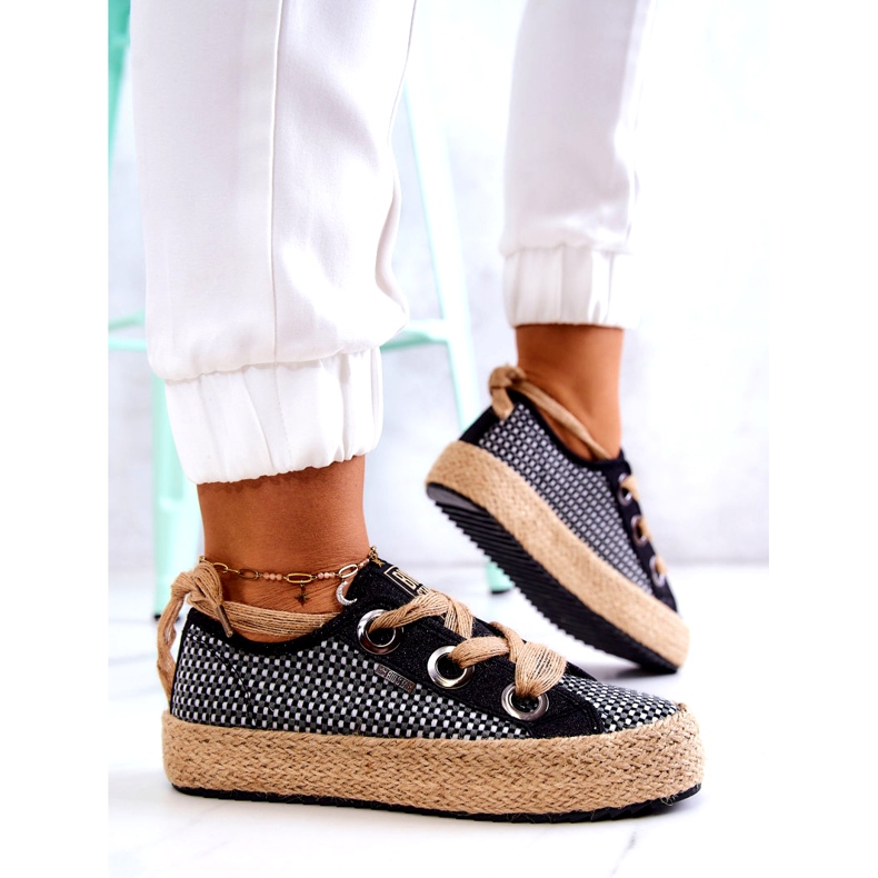 Naisten punotut tennarit Big Star JJ274393 musta beige 4