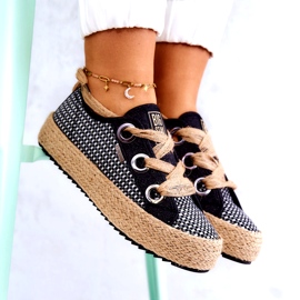 Naisten punotut tennarit Big Star JJ274393 musta beige 3