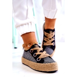 Naisten punotut tennarit Big Star JJ274393 musta beige 2