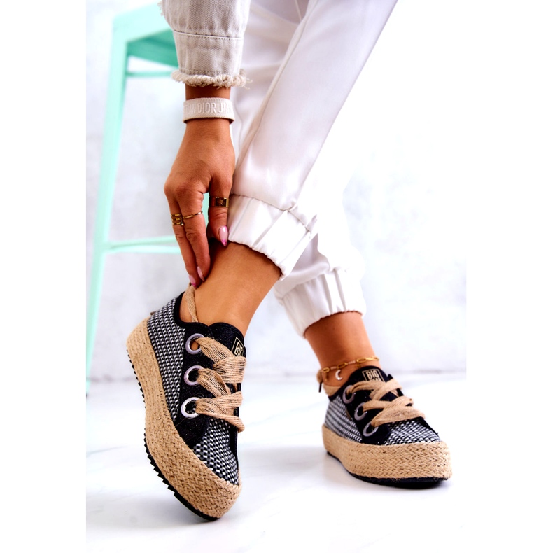 Naisten punotut tennarit Big Star JJ274393 musta beige 1