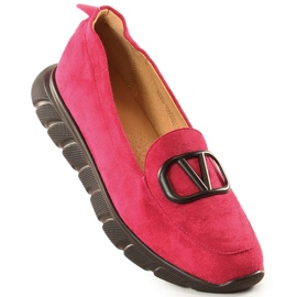 Naisten fuksia-mokkanahkaiset slip-on kengät Vinceza 10859 vaaleanpunainen 1