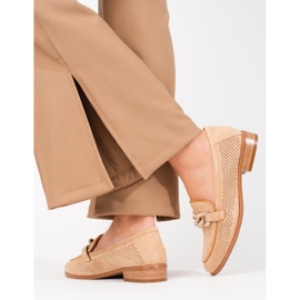 W. Potocki Naisten harjakattoiset mokkanahkahousut Potocki beige 1