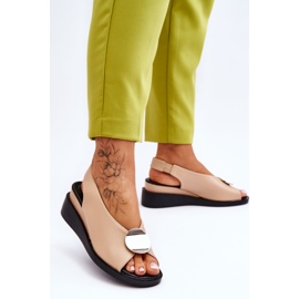 Vinceza Naisten nahkaiset kiila sandaalit beige Justice ruskea 2