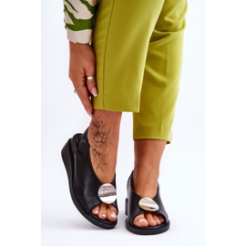 Vinceza Naisten nahkaiset kiila sandaalit mustat Justice 1