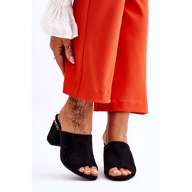 Vinceza Naisten mokkanahkaiset korkeakorkoiset tossut, mustat Carter 1