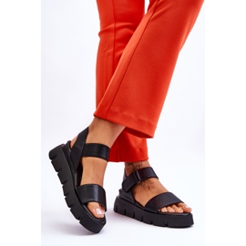 Vinceza Naisten nahkaiset sandaalit, musta Katte 2