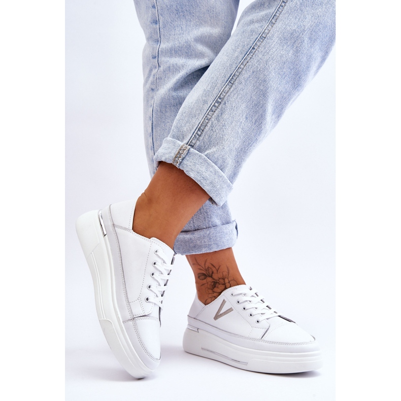 Vinceza Naisten nahkaiset urheilukengät Valkoinen Saul 2