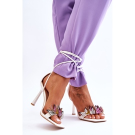 FS1 Sidotut sandaalit korkokenkolla valkoisilla Delmar-perhosilla valkoinen 2