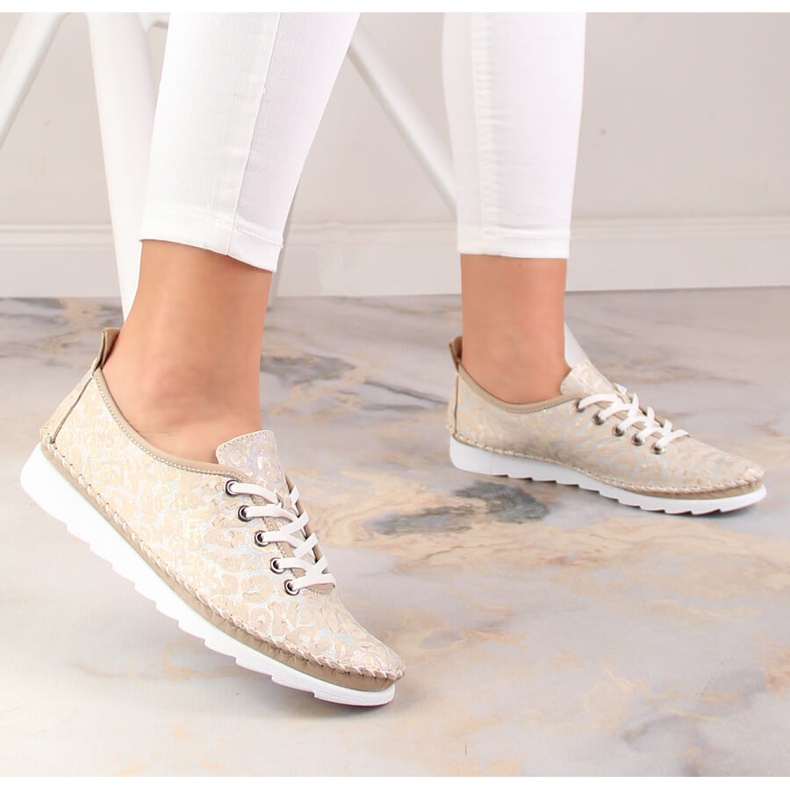 Nahka vaaleat naisten urheilukengät beige Artiker 52C0691 2