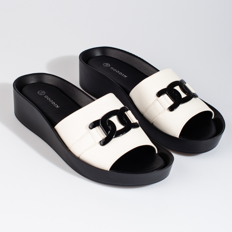 Valkoiset naisten tossut Shelovet-tasolla valkoinen 1