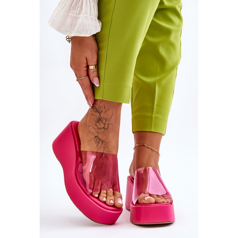 FS1 Naisten läpinäkyvät kiilatossut Fuchsia Eliane vaaleanpunainen 1