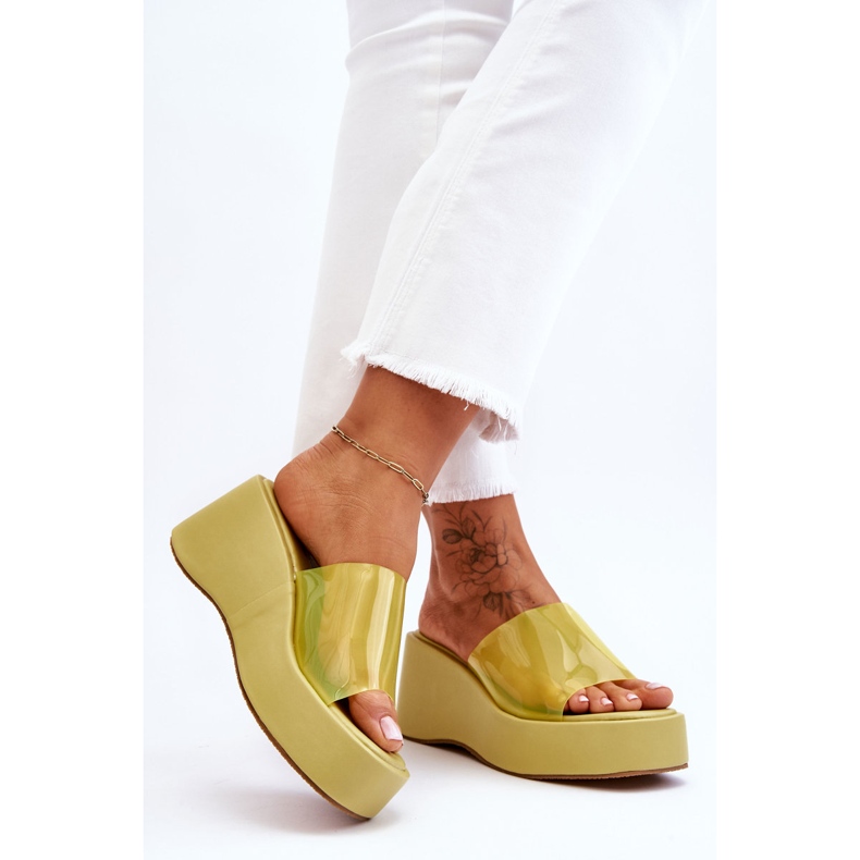 FS1 Naisten läpinäkyvät kiilatossut Vaaleanvihreä Eliane 2