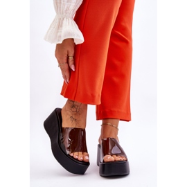 FS1 Naisten läpinäkyvät kiilatossut, musta Eliane 1