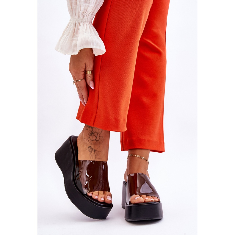 FS1 Naisten läpinäkyvät kiilatossut, musta Eliane 1