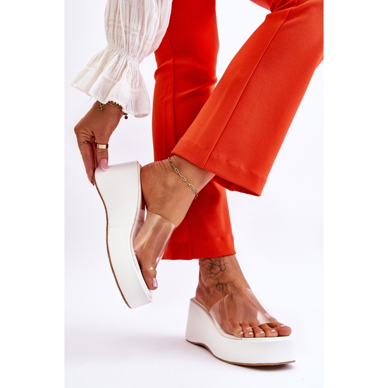 FS1 Naisten läpinäkyvät kiilatossut, valkoinen Eliane 2