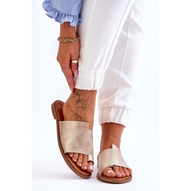 Evento Naisten nahkaiset varvastossut, vaalea kultaa amite kultainen 1