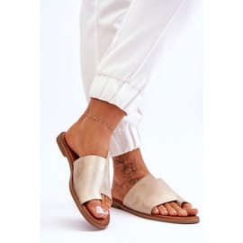 Evento Naisten nahkaiset varvastossut, vaalea kultaa amite kultainen 2