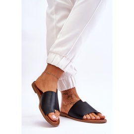 Evento Naisten nahkaiset varvastossut Black Amite musta 2