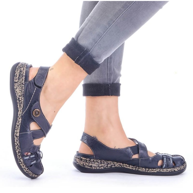 Tarranauhalliset mukavat sandaalit Rieker W 46377-14 sininen 2