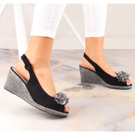 Suede kiila sandaalit kristalleilla Potocki W WOL137A musta 2