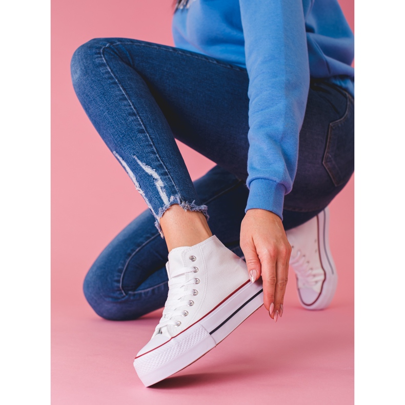 SHELOVET Korkeat lenkkarit lavalla valkoinen 1