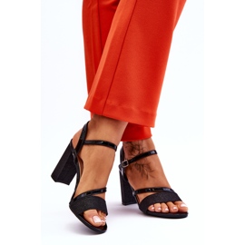 Vinceza Kiiltävät mustat Alicia korkeakorkoiset sandaalit 2