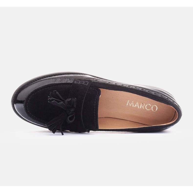Marco Shoes Loaferit koristeellisilla hapsuilla musta 1