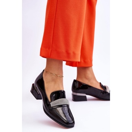 S.Barski Patentti Black Lavern korkeakorkoiset loaferit kuutiozirkonialla musta 2