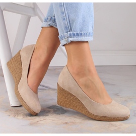 Naisten beige-mokkanahkakiilapumput Potocki SZ12024 1