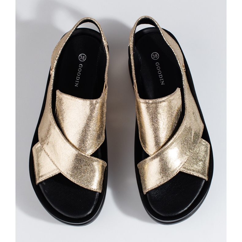 Naisten kullanväriset Shelovet-kiila sandaalit kultainen 2