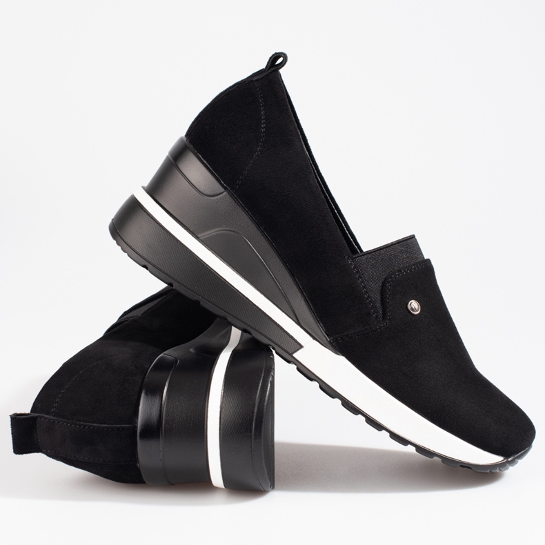 SHELOVET Naisten kiilakengät mustat Potocki mokkanahkaa 1