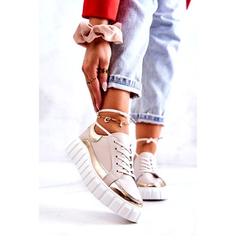 S.Barski Naisten Brogues beigen ja kullan Noriso-alustalla 3