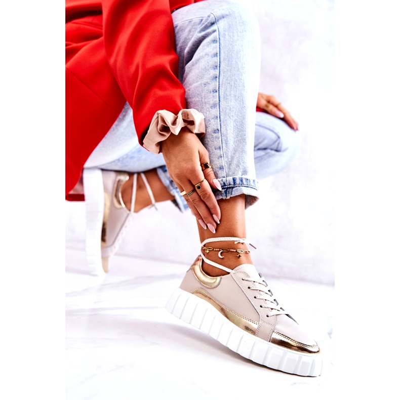 S.Barski Naisten Brogues beigen ja kullan Noriso-alustalla 5