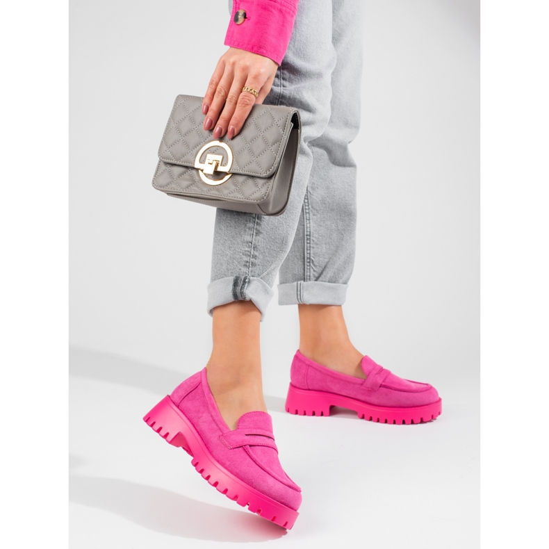 Naisten loaferit tasolla Shelovet mokkanahka pinkki vaaleanpunainen 1