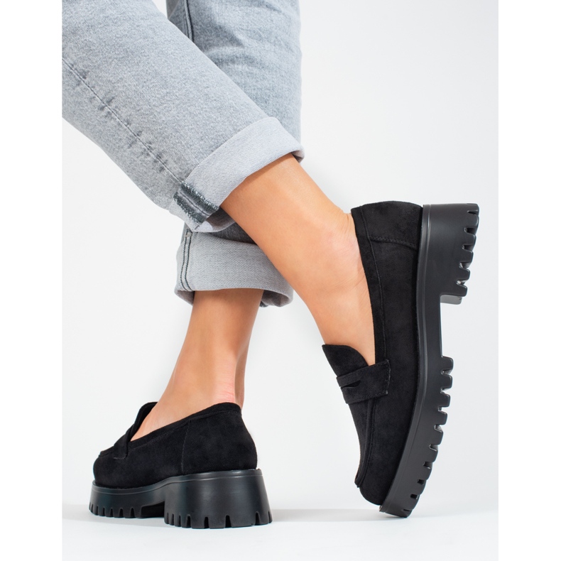 Naisten alustaloaferit Shelovet mokkanahka musta 2